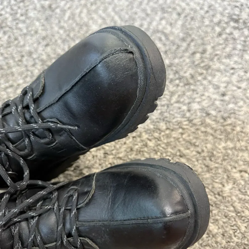 VTG 90s Skechers Jammers Black Leather Platform Boots Fur Lined 9 Goth Punk Y2K - Picture 2 of 10